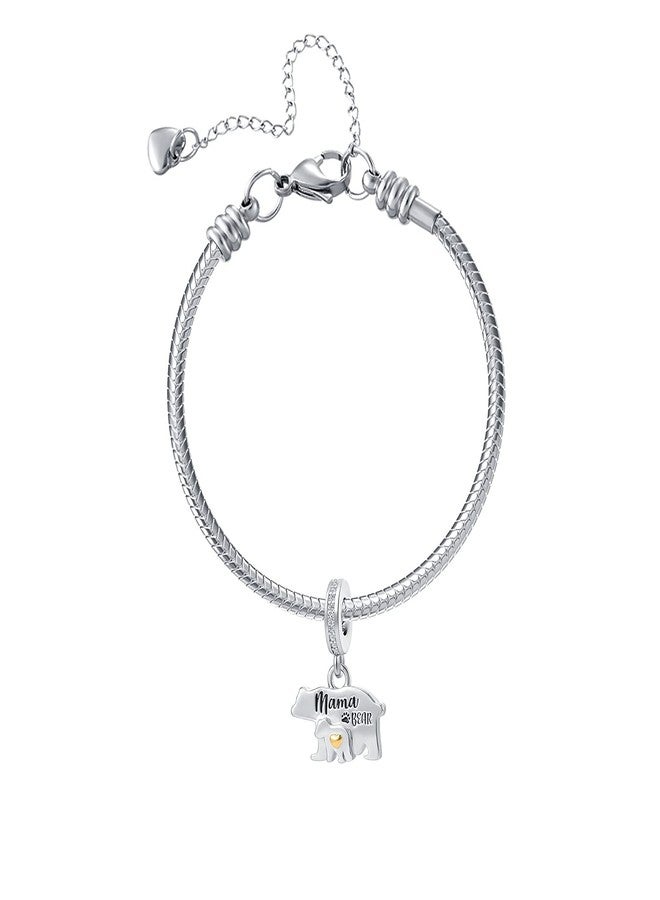 OutstandLong Mama Bear Charm for Pandora Bracelets Mother Daughter Son Charm Dangle Bead for Mom - Image 2