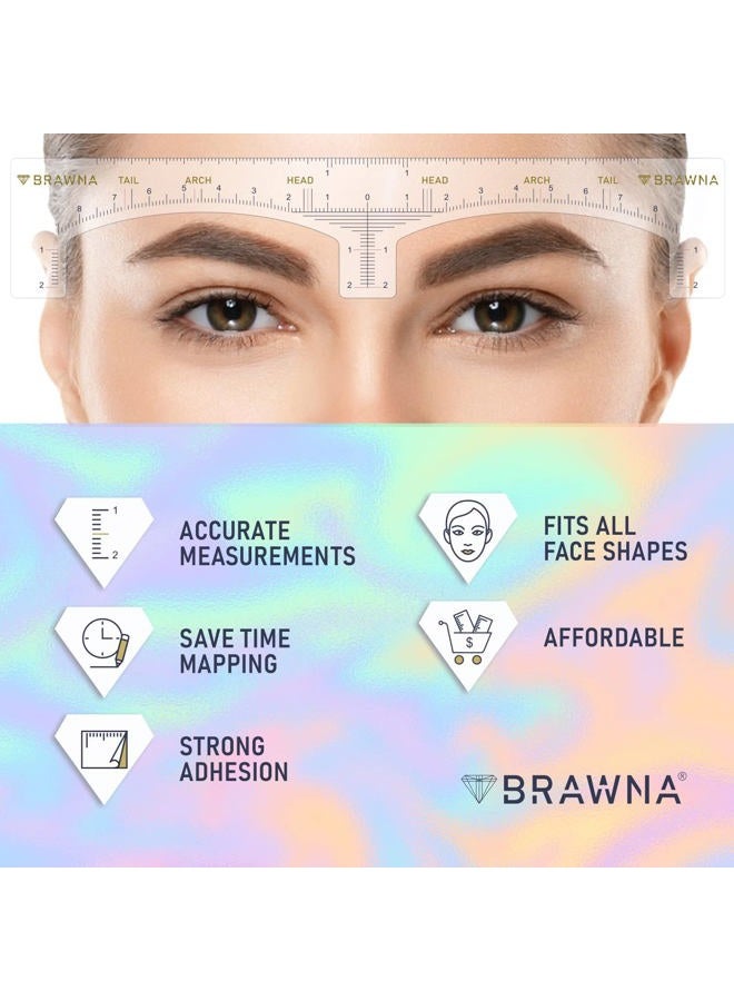 Brawna Eyebrow Ruler - 60 Pcs Clear Adhesive Shaping, Henna Tinting and Microblading Kit Stencils - Disposable Extensions Shaper Tool for Women - Microblading Supplies - Image 2