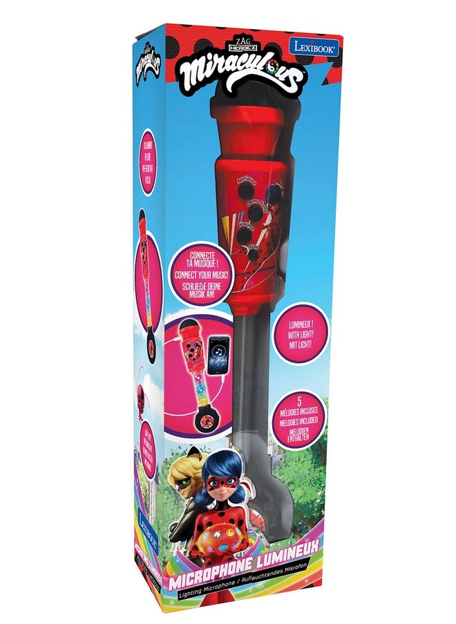 Lexibook - Miraculous, Lighting Microphone For Children, Musical Toy Game, Built-In Speaker, Light Effects, Aux-In Cable Plug, Red, Mic90Mi - Image 1