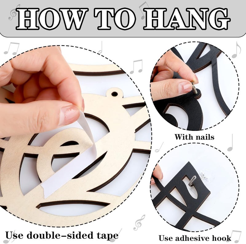 Yulejo ديكور جدار مفتاح الصول مع ملاحظات موسيقية سوداء فن الجدار vintage مفتاح الصول معلق لافتة موسيقية لتزيين المنزل الاستوديو غرفة المعيشة غرفة النوم المعرض بار حفلة عيد الميلاد - Image 5