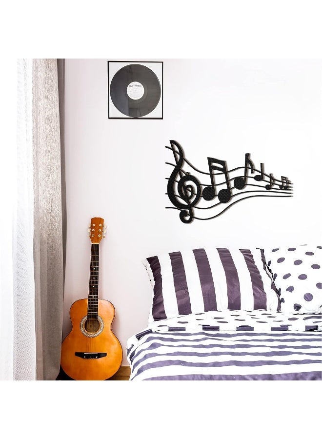 Yulejo ديكور جدار مفتاح الصول مع ملاحظات موسيقية سوداء فن الجدار vintage مفتاح الصول معلق لافتة موسيقية لتزيين المنزل الاستوديو غرفة المعيشة غرفة النوم المعرض بار حفلة عيد الميلاد - Image 4