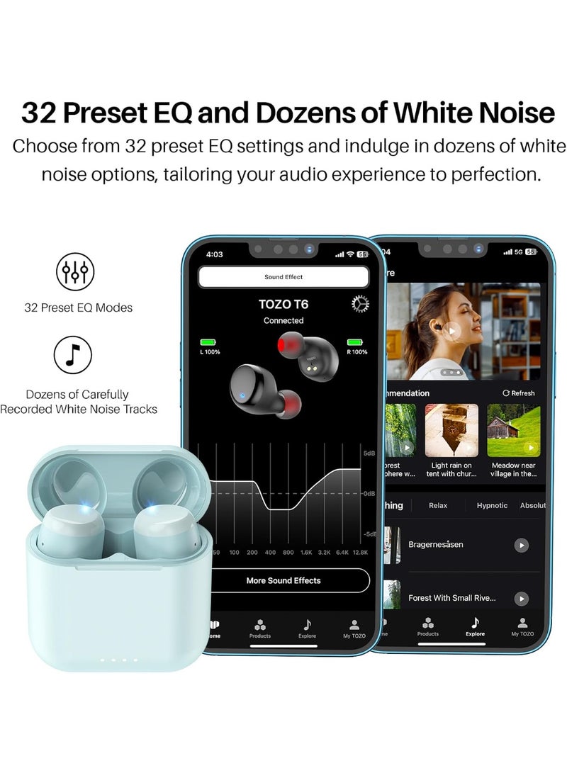 TOZO T6 Wireless Earbuds Bluetooth 5.3 Headphones, Ergonomic Design in-Ear Headset, 50Hrs Playtime with Wireless Charging Case, APP EQ Customisable, IPX8 Waterproof, New Upgraded Version - Image 5