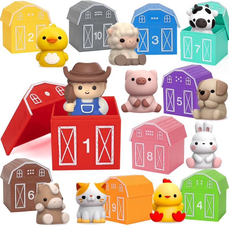 Aigybobo Learning Toys for 123 Year Old Toddlers 20Pcs Farm Animals Barn Toy Montessori Counting Matching Sorting Fine Motor Games Christmas Birthday Easter Gift for Baby Boys Girls Age 1218 Months - Image 3