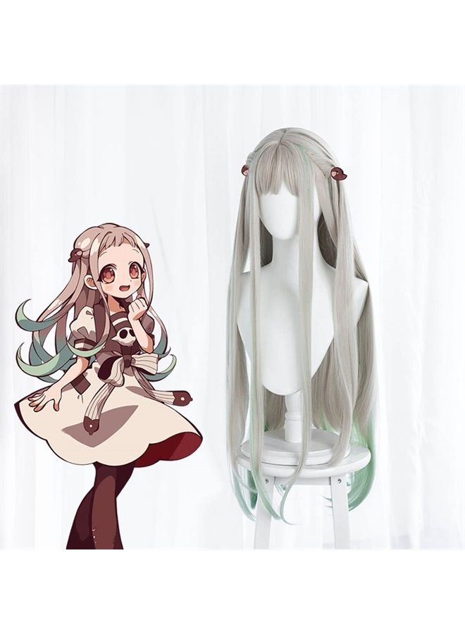 JCvCX Anime Toilet-Bound Hanako-kun Yashiro Nene Wig Gray Mixed Light Green Long Straight Party Hair Cosplay Props Halloween - Image 2