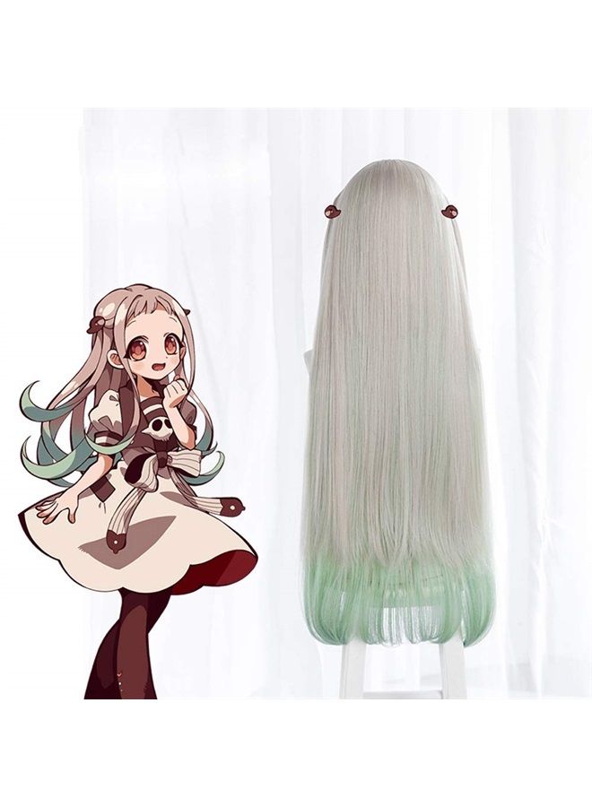 JCvCX Anime Toilet-Bound Hanako-kun Yashiro Nene Wig Gray Mixed Light Green Long Straight Party Hair Cosplay Props Halloween - Image 5