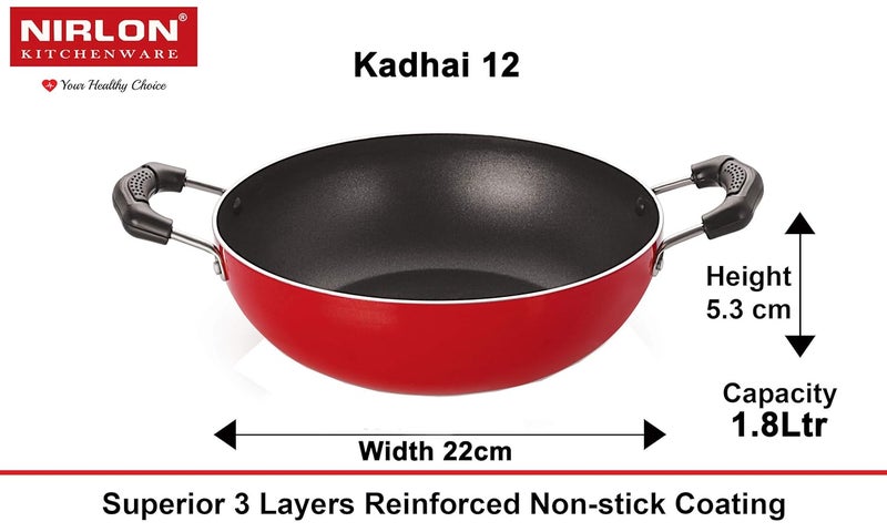 Nirlon Nirlon Non Stick Cookware Set Aluminum with PFOA Free Scratch Resistant Coating, Dishwasher Safe, CT12_KD12_CS26_CS24  - Image 3