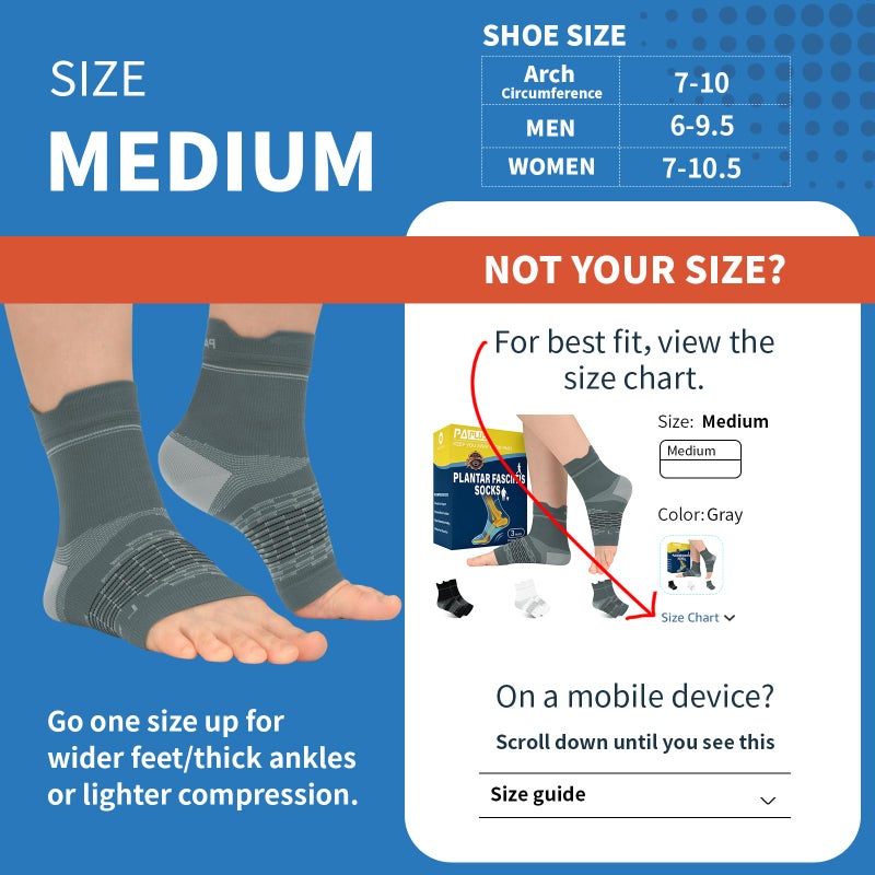 PAPLUS 3 Pairs Plantar Fasciitis Socks Women & Men - Ankle Compression Sleeve for Sprained Ankle, Heel Spur & Arch Support - Foot Brace for Achilles Tendonitis Relief, Arthritis Pain - Image 2