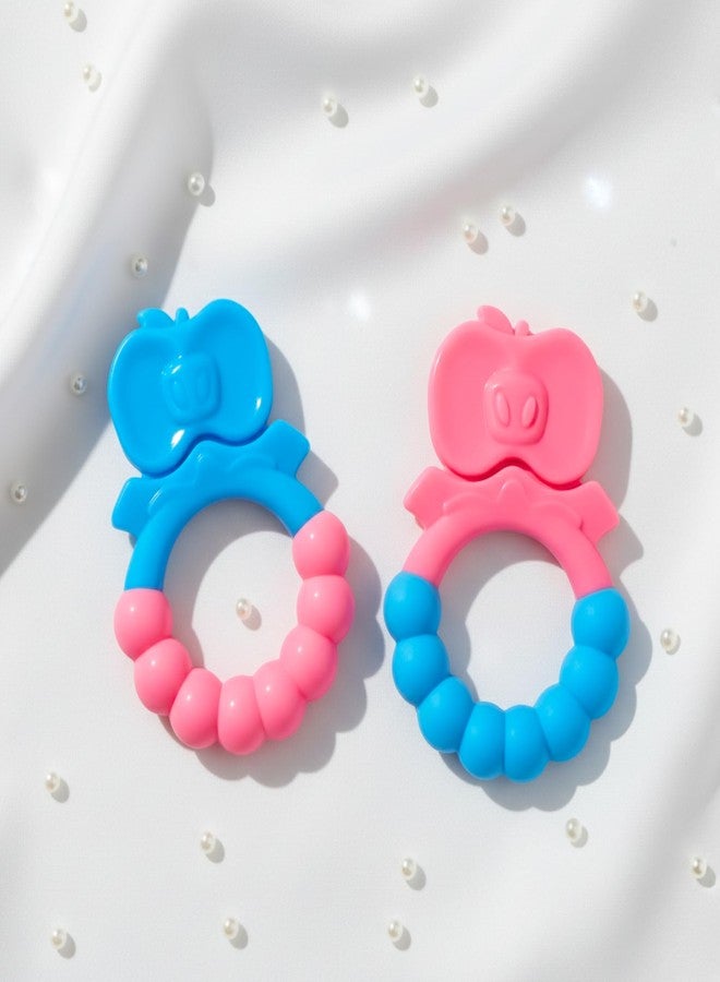 MamaLaps Soft Silicone Baby Teether, Silicone BPA Free Teethers for Newborn Infant, Teething Toy for Babies with Textured Surface for Soothing Gums (Pack of 2, Ribb Apple) - Image 1