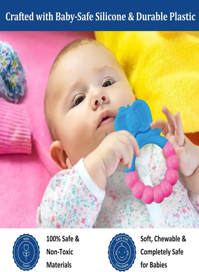 MamaLaps Soft Silicone Baby Teether, Silicone BPA Free Teethers for Newborn Infant, Teething Toy for Babies with Textured Surface for Soothing Gums (Pack of 2, Ribb Apple) - Image 5