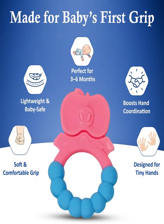 MamaLaps Soft Silicone Baby Teether, Silicone BPA Free Teethers for Newborn Infant, Teething Toy for Babies with Textured Surface for Soothing Gums (Pack of 2, Ribb Apple) - Image 4