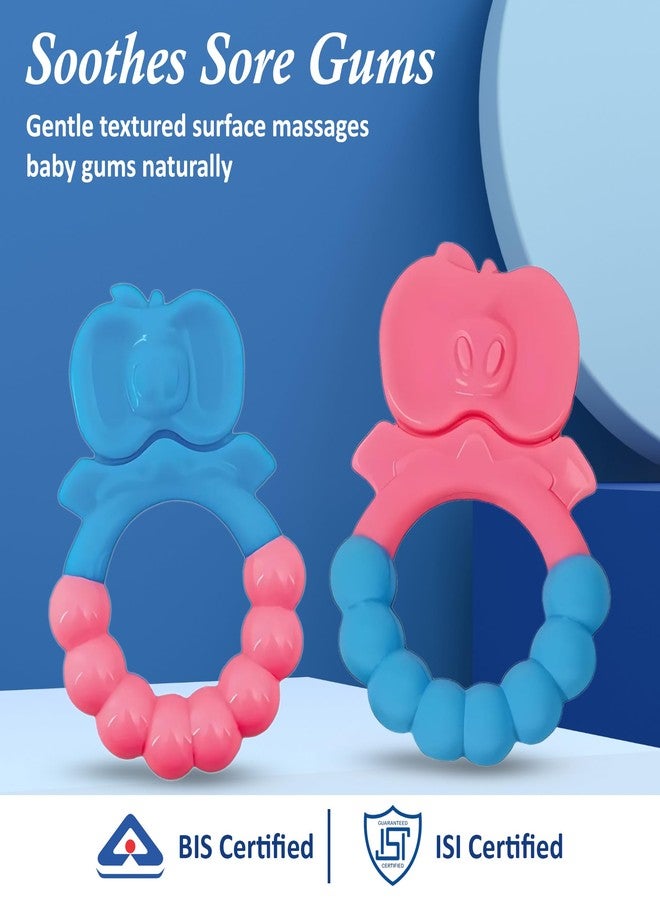 MamaLaps Soft Silicone Baby Teether, Silicone BPA Free Teethers for Newborn Infant, Teething Toy for Babies with Textured Surface for Soothing Gums (Pack of 2, Ribb Apple) - Image 2