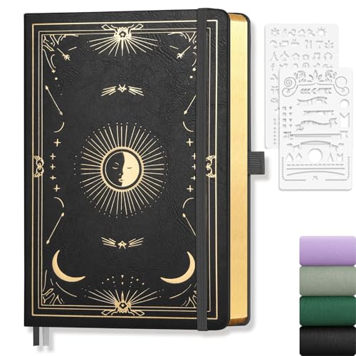 LOAPEM Dotted Journal for Women Men, 192 Pages A5 Notebook Journal, Hardcover Notebook with 100Gsm Thick Pages, Leather Note Book for Writing, Travel, Business, Office, Prayer 5.7 x 8.3,Black - Image 1