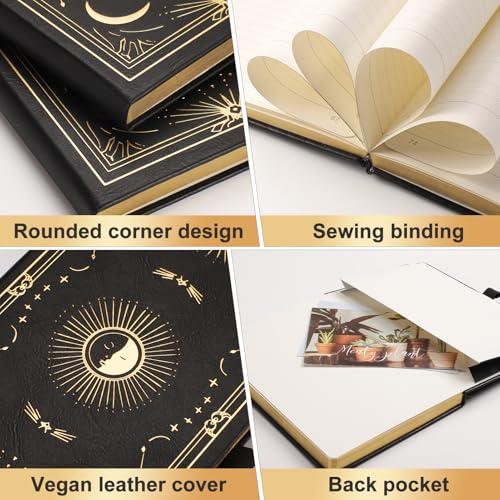 LOAPEM Dotted Journal for Women Men, 192 Pages A5 Notebook Journal, Hardcover Notebook with 100Gsm Thick Pages, Leather Note Book for Writing, Travel, Business, Office, Prayer 5.7 x 8.3,Black - Image 4