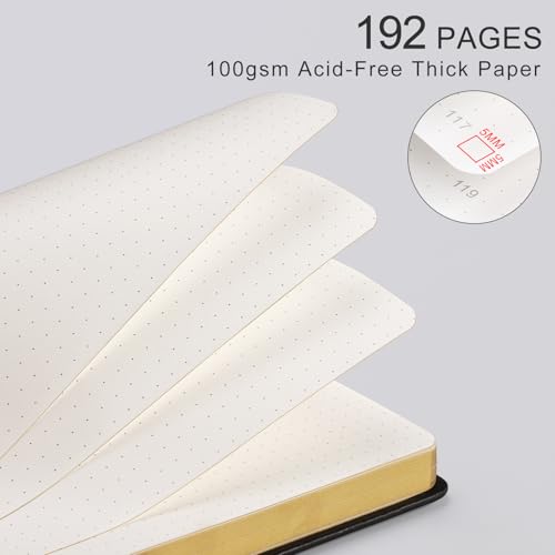 LOAPEM Dotted Journal for Women Men, 192 Pages A5 Notebook Journal, Hardcover Notebook with 100Gsm Thick Pages, Leather Note Book for Writing, Travel, Business, Office, Prayer 5.7 x 8.3,Black - Image 5