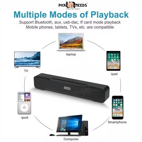 Pick Ur Needs Portable Bluetooth Wireless Soundbar Party Speaker 10W, Heavy Bass, TWS, 5H Playtime, Multi-Connectivity (USB/SD/FM/AUX) - Image 2