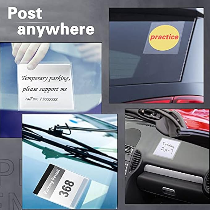 rayihni 10 Pcs Car Permit Holder Car Tax Disc Holders Self Adhesive Parking Permit Holder with top open Clear Ticket Holder for Permits Badges Car Van Caravan Windscreen Photos Business Cards (4.13*4.13inch) - Image 3