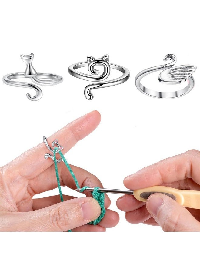 Hodaqe Crochet Ring 3 Pcs for Crocheting Adjustable Knitting Tension Ring for Finger Yarn Tension Ring Fashion style Accessories - Image 1