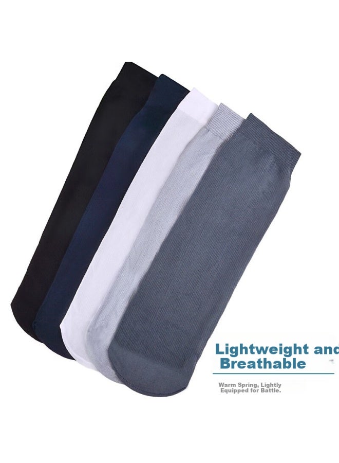 Me Feeling Men's Socks, Summer Thin Silk Socks, Mid-calf Socks, Ice Silk Breathable Ultra-thin Black Solid Color Business Casual Socks, Short Socks - Image 3