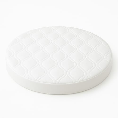 SHEETWORLD.COM SheetWorld Quilted Fitted Round Crib Mattress Pad 42 x 42, Solid White, Made in USA - Image 1