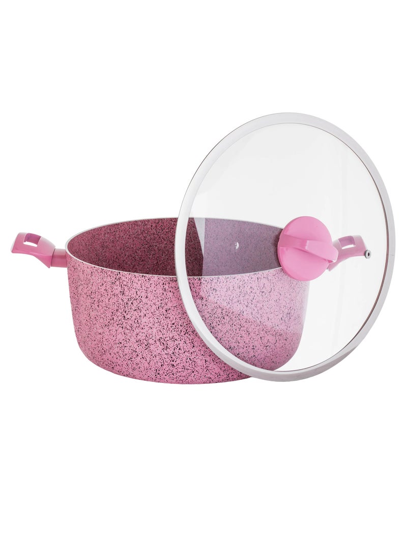 Newflon Granit Cooking Pot With Glass Lid Size 30 cm Pink Color - pzsku/ZF3D29C6010046357B269Z/45/_/1727787968/aef2e39e-de8a-4b62-980a-2856797a98c8