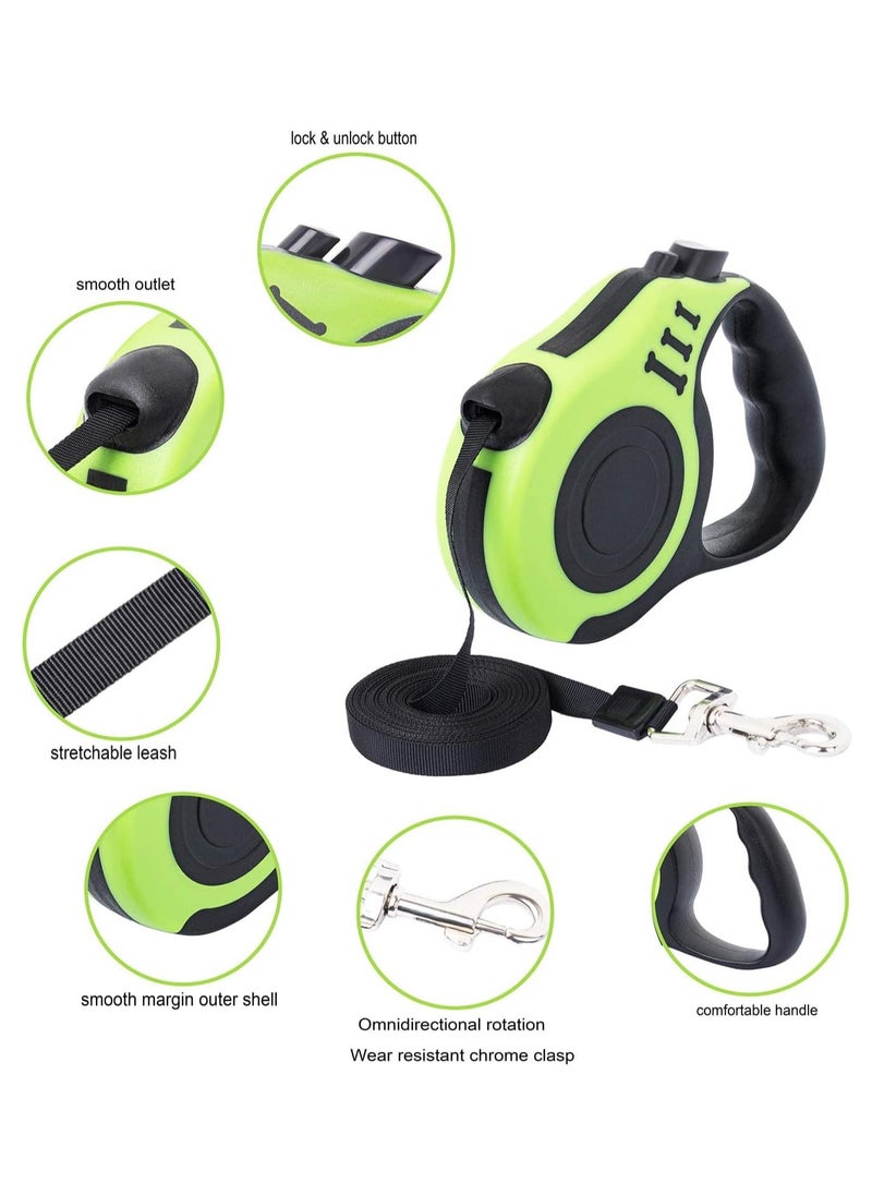 Arabest - Dog Automatic Telescopic Traction Rope, 5m Traction Rope 360° Tangle-Free with Anti-Slip Handle, One-Handed Brake, Pause and Lock, Traction Rope for Small Medium Large Dogs (Green) - Image 1