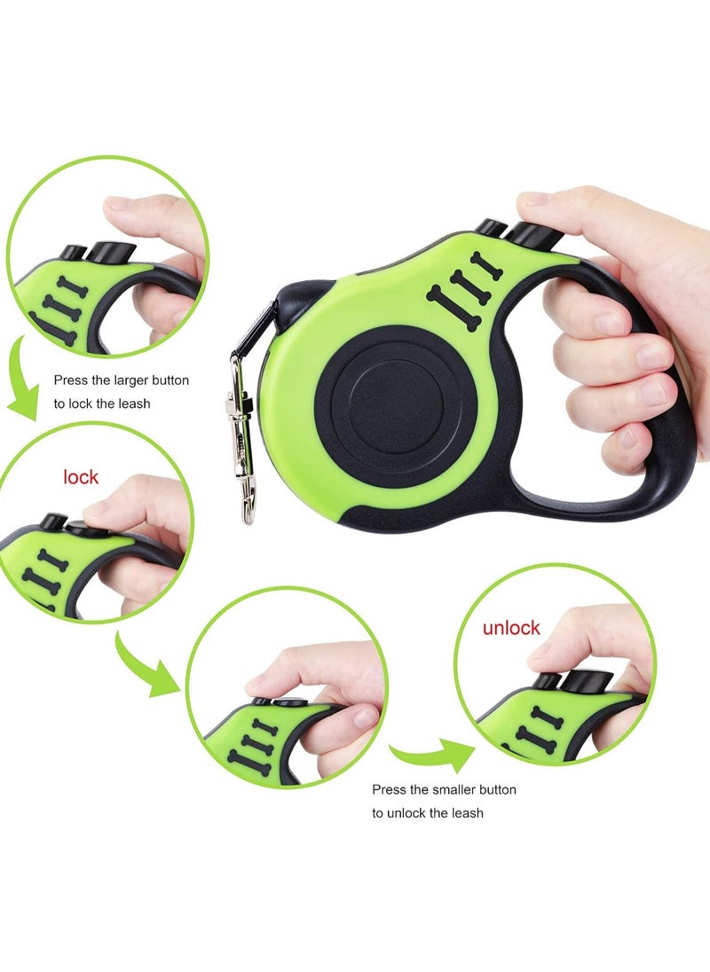 Arabest - Dog Automatic Telescopic Traction Rope, 5m Traction Rope 360° Tangle-Free with Anti-Slip Handle, One-Handed Brake, Pause and Lock, Traction Rope for Small Medium Large Dogs (Green) - Image 1