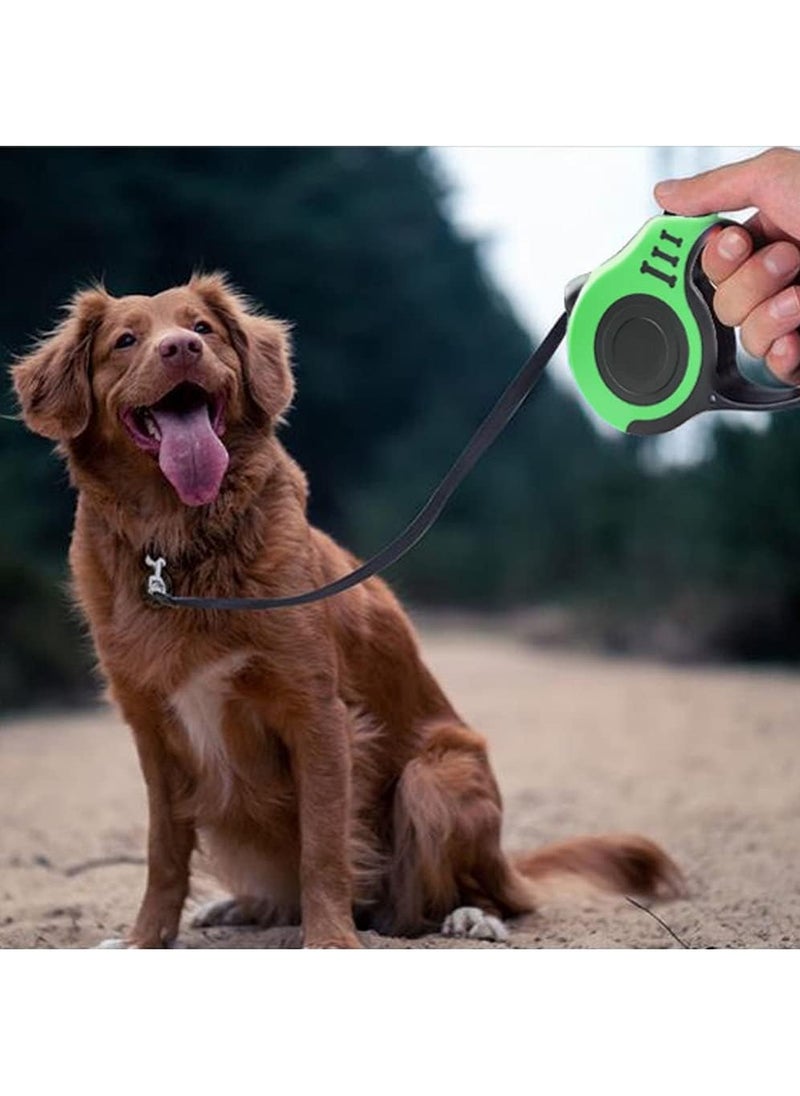 Arabest - Dog Automatic Telescopic Traction Rope, 5m Traction Rope 360° Tangle-Free with Anti-Slip Handle, One-Handed Brake, Pause and Lock, Traction Rope for Small Medium Large Dogs (Green) - Image 1