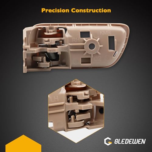 Gledewen Interior Door Handles Set 4PCS, Front & Rear Inside Left Driver & Right Passenger Side Beige Handle With Door Lock Button, Compatible with Toyota Camry 2002-2006, Replaces# 6920633030E 6920533030E - Image 4
