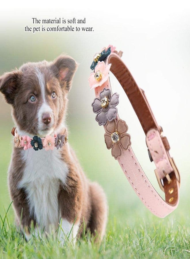 Ichiias Dog Collar Adjustable PU Leather Flower with Bow Tie(1.3*42cm-Pink) - Image 5