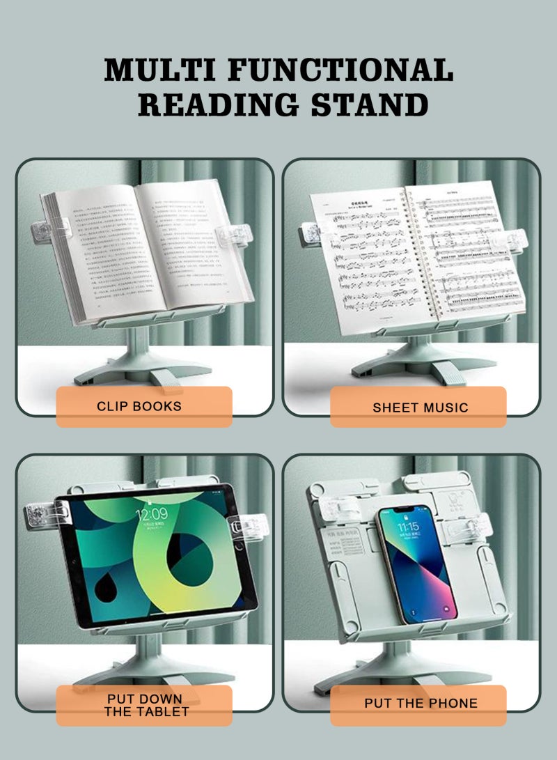 HomarKet Book Stand,Book Holder For Reading Hands Free,Adjustable Rest Book Holders Tray And Page Paper Clips,Foldable Desk Table Bookstand For Kids Textbooks Drawing Ipad Study Supplies - Image 5
