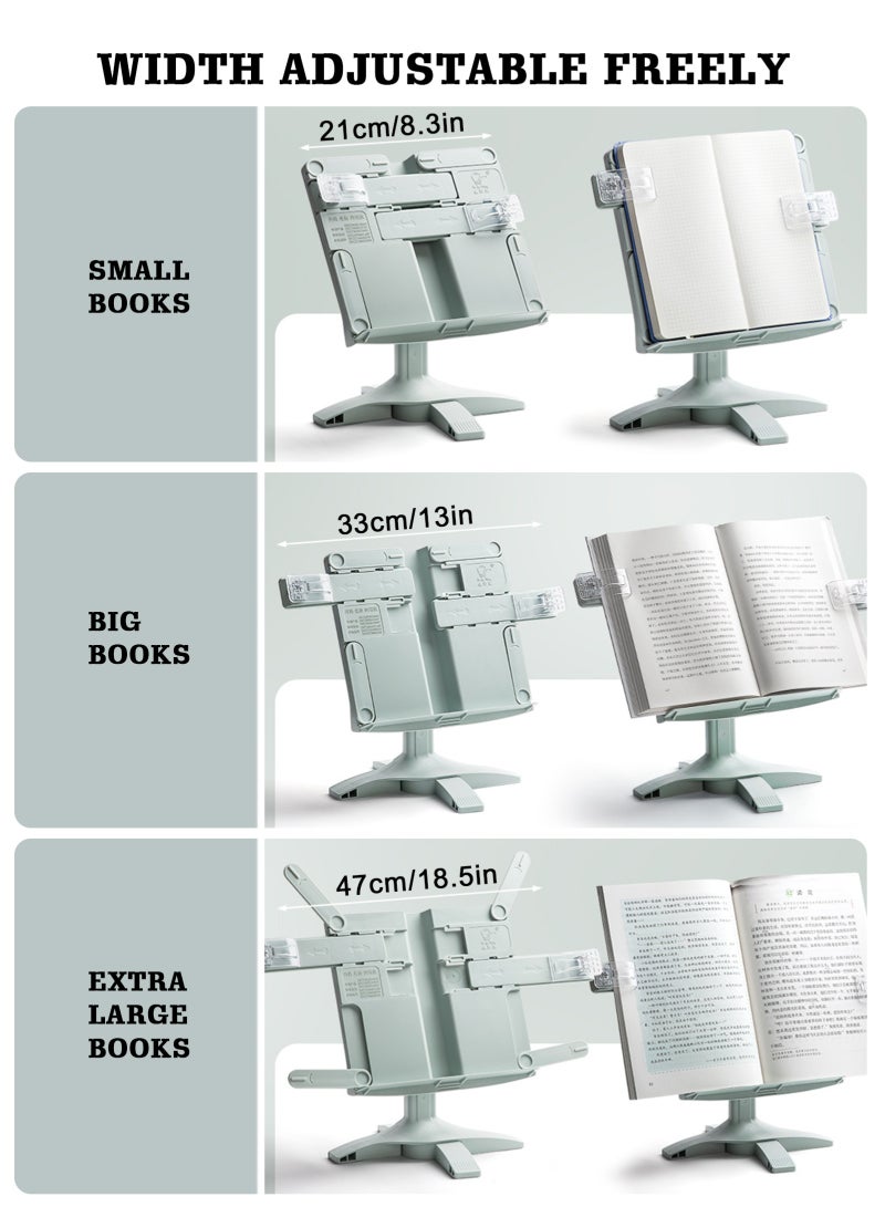 HomarKet Book Stand,Book Holder For Reading Hands Free,Adjustable Rest Book Holders Tray And Page Paper Clips,Foldable Desk Table Bookstand For Kids Textbooks Drawing Ipad Study Supplies - Image 4