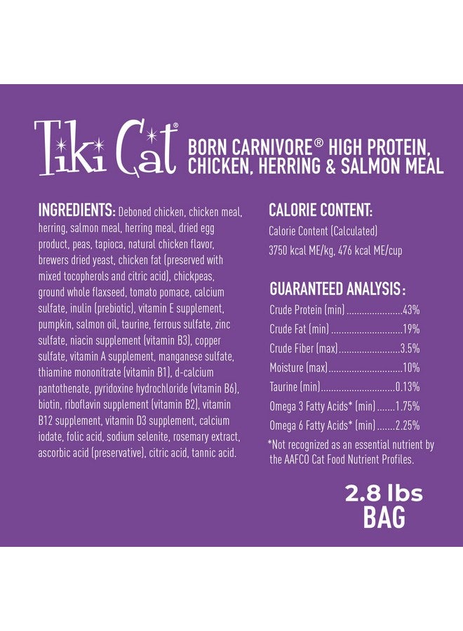 Tiki Cat Born Carnivore High Protein, Chicken, Herring & Salmon Meal, GrainFree Baked Kibble To Maximize Nutrients, Dry Cat Food, 2.8 Lbs. Bag - Image 4