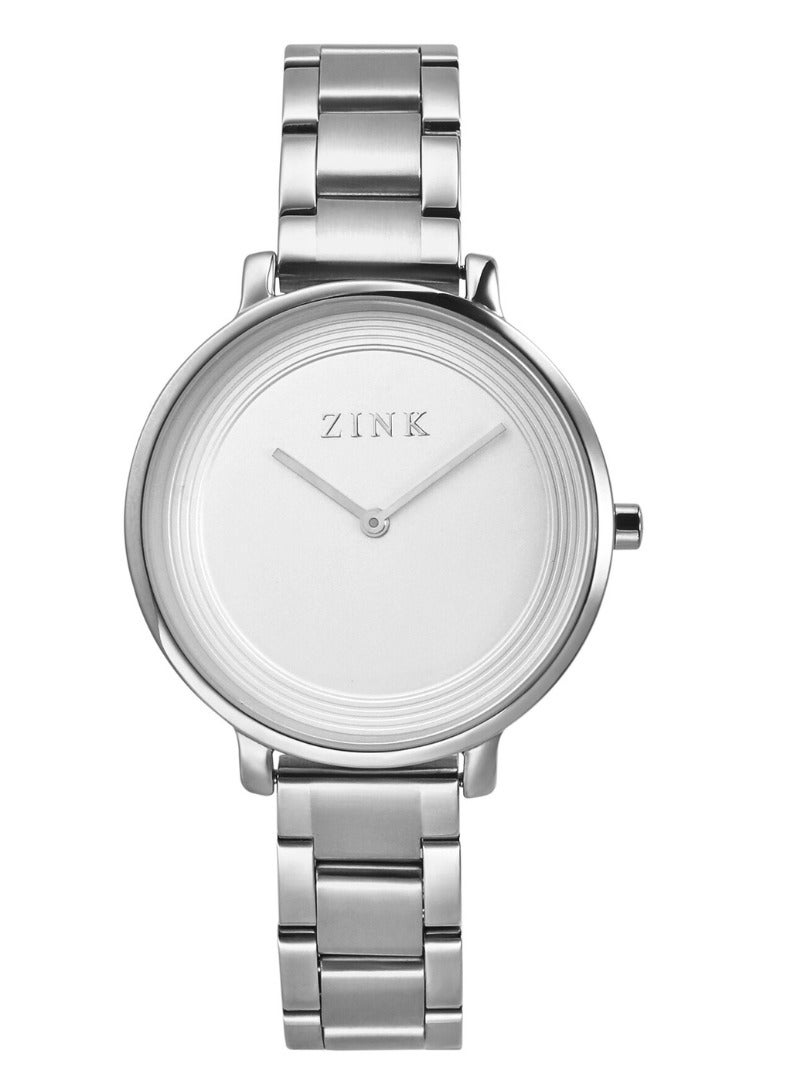 زنك ساعة ZINK نسائية بهيكل من الفولاذ المقاوم للصدأ باللون الفضي وسوار من الفولاذ المقاوم للصدأ باللون الفضي - Image 1