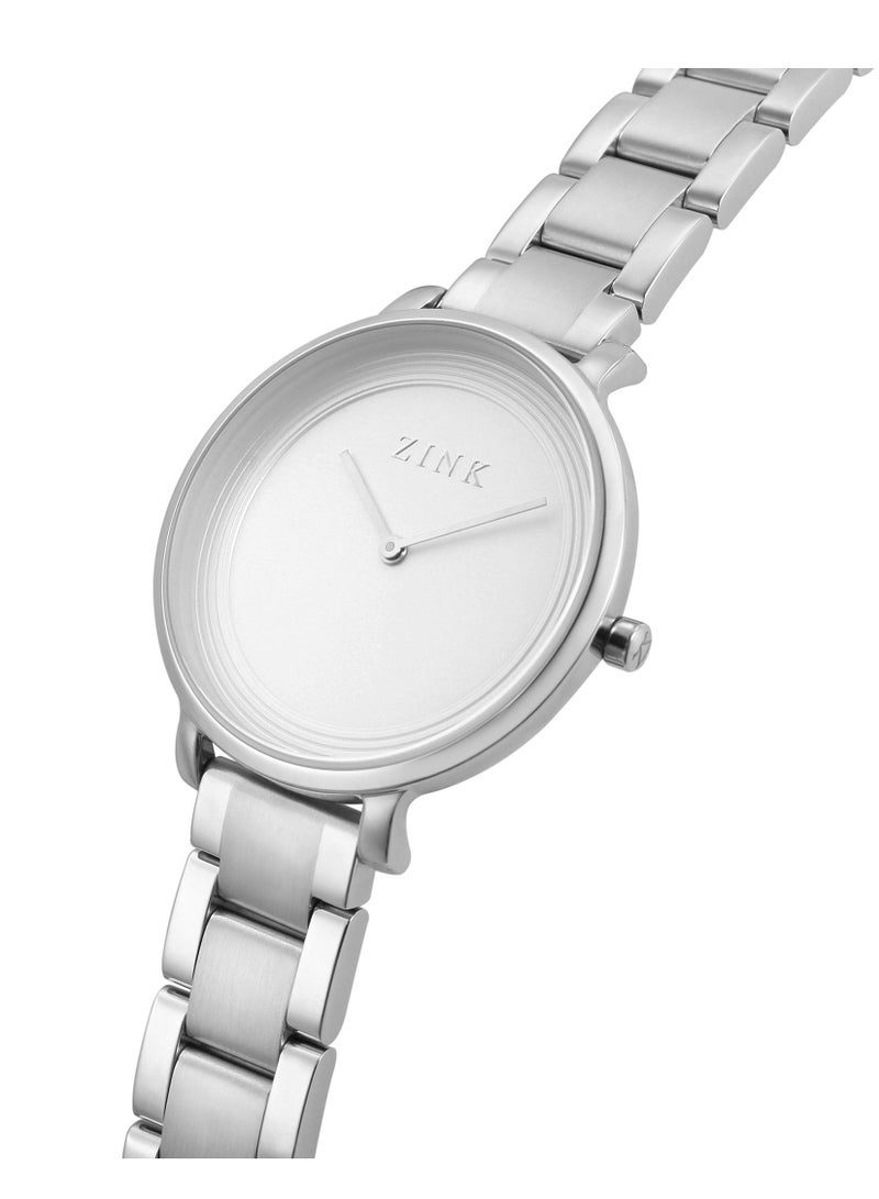 زنك ساعة ZINK نسائية بهيكل من الفولاذ المقاوم للصدأ باللون الفضي وسوار من الفولاذ المقاوم للصدأ باللون الفضي - Image 2