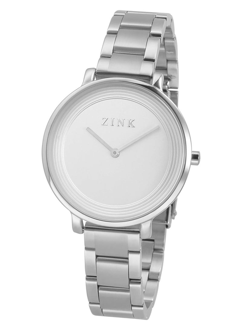 زنك ساعة ZINK نسائية بهيكل من الفولاذ المقاوم للصدأ باللون الفضي وسوار من الفولاذ المقاوم للصدأ باللون الفضي - Image 3