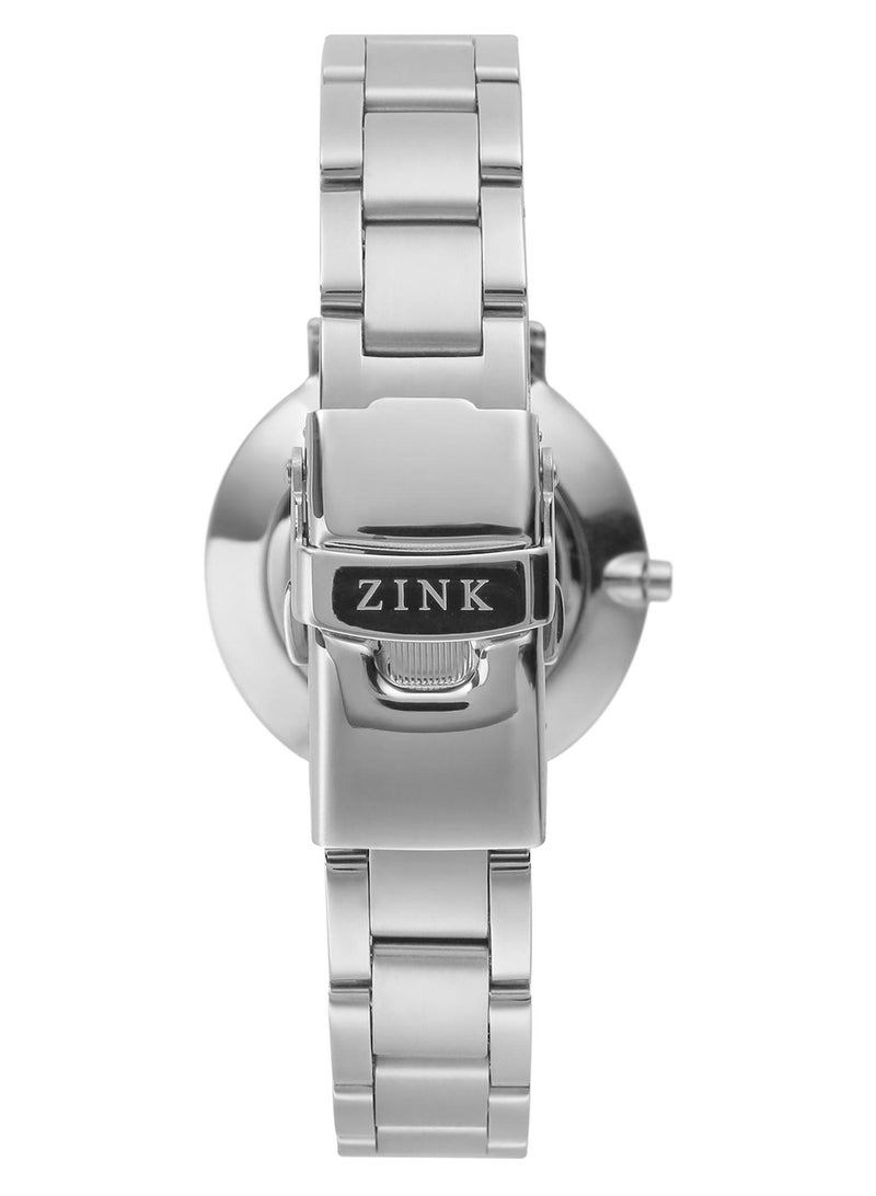 زنك ساعة ZINK نسائية بهيكل من الفولاذ المقاوم للصدأ باللون الفضي وسوار من الفولاذ المقاوم للصدأ باللون الفضي - Image 4