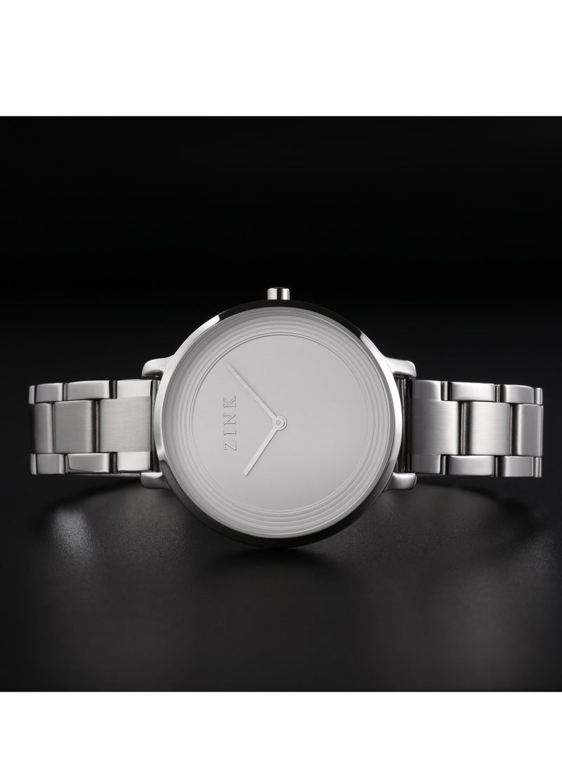 زنك ساعة ZINK نسائية بهيكل من الفولاذ المقاوم للصدأ باللون الفضي وسوار من الفولاذ المقاوم للصدأ باللون الفضي - Image 5