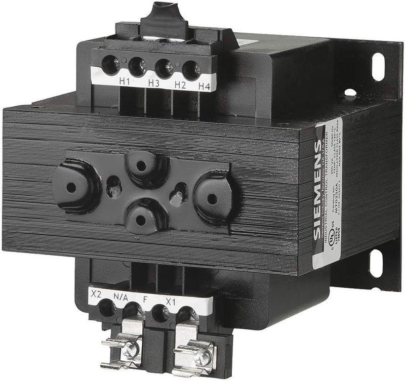 SIEMENS Siemens MT0250A Industrial Power Transformer Domestic 240 X 480 230 X 460 220 X 440 Primary Volts 5060Hz 120115110 Secondary Volts 250VA Rating  Black 