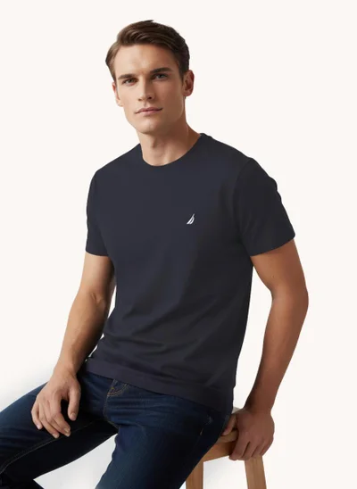 نوتيكا تيشيرت رجالي بياقة دائرية سادة