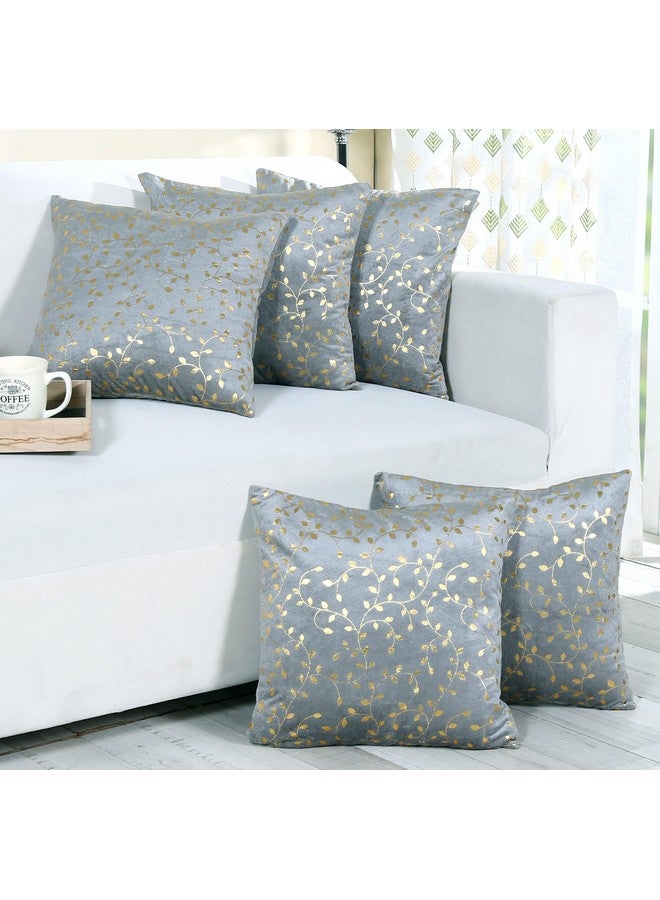 RD TREND Velvet Cushion Covers, 40 x 40 cm/16 x 16 inches, Set of 5,250 TC, Side Zipper (Gray) - Image 1