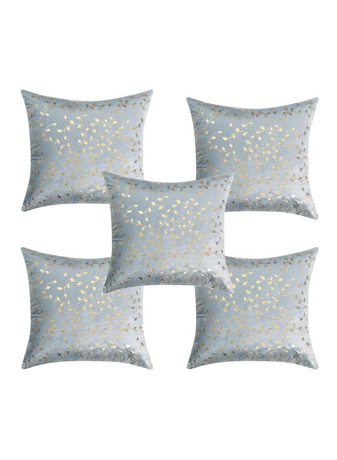 RD TREND Velvet Cushion Covers, 40 x 40 cm/16 x 16 inches, Set of 5,250 TC, Side Zipper (Gray) - Image 4