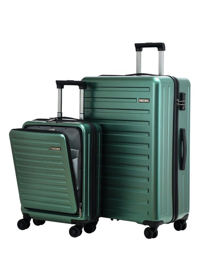 TydeCkare 2pcs 20/28" Luggage Set Lightweight HardShell, Only 20 Inch Carry On 21.65*15.35*7.87" Cabin Suitcase with Front Pocket, 28 Inch 19.68*11.81*29.92" Checked Luggage, YKK Zipper, Lock, Dark Green - Image 1