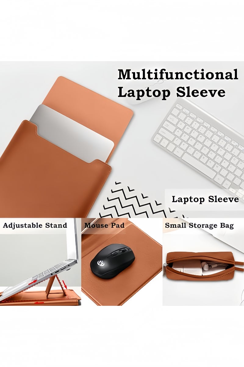 Hiras 13-14 Inch Laptop Sleeve with Stand & Mouse Pad Waterproof Laptop Cover Laptop Case | Multi-Function Portable Laptop Bag for MacBook Pro/Air, Huawei, Dell, Surface, HP | Protective Case with Accessory Pocket | Lightweight & Waterproof for Business, Travel, Work - Image 3