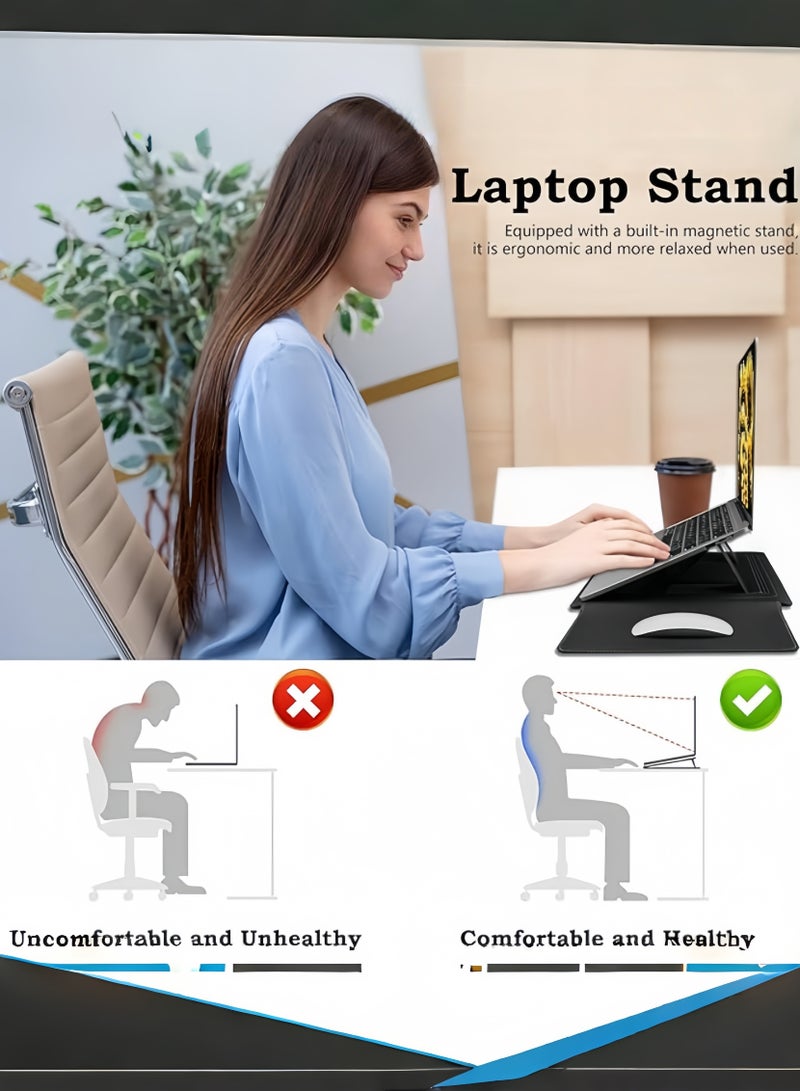 Hiras 13-14 Inch Laptop Sleeve with Stand & Mouse Pad Waterproof Laptop Cover Laptop Case | Multi-Function Portable Laptop Bag for MacBook Pro/Air, Huawei, Dell, Surface, HP | Protective Case with Accessory Pocket | Lightweight & Waterproof for Business, Travel, Work - Image 4