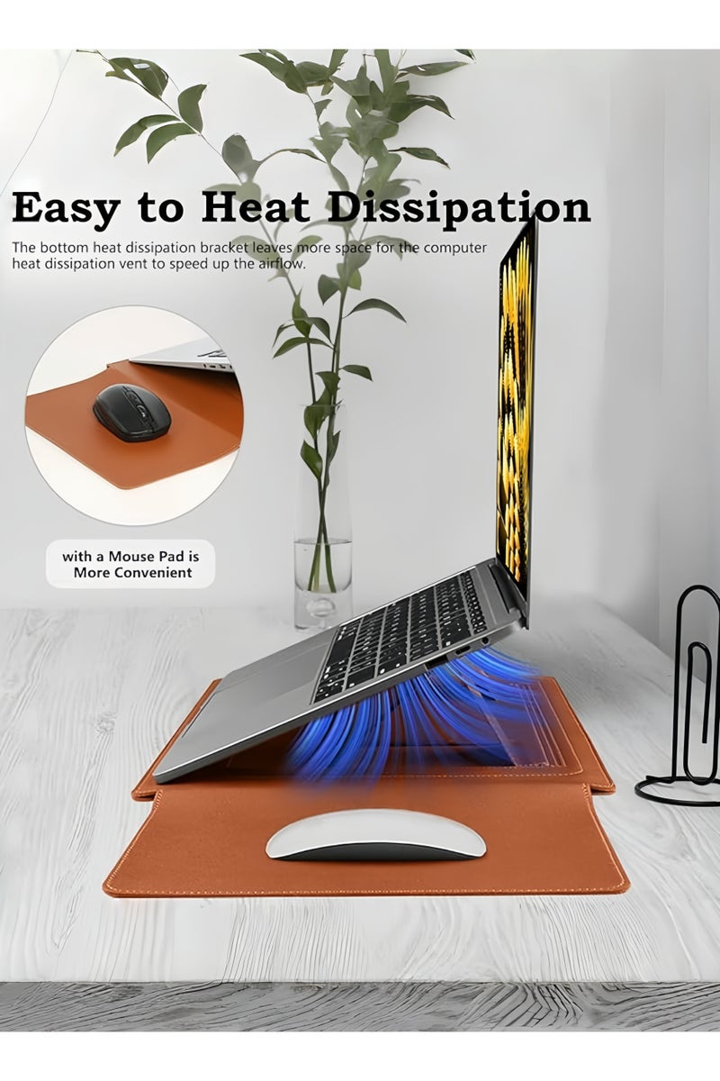 Hiras 13-14 Inch Laptop Sleeve with Stand & Mouse Pad Waterproof Laptop Cover Laptop Case | Multi-Function Portable Laptop Bag for MacBook Pro/Air, Huawei, Dell, Surface, HP | Protective Case with Accessory Pocket | Lightweight & Waterproof for Business, Travel, Work - Image 2