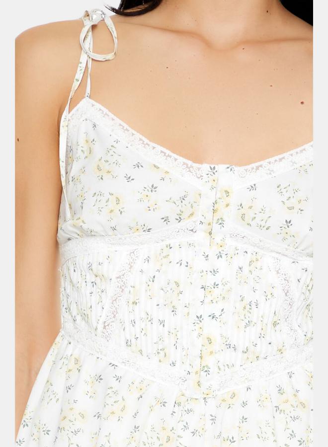 FOREVER 21 Floral Print Tie-Strap Mini Dress - Image 2