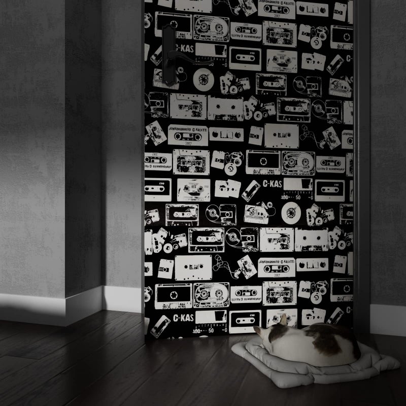 HelloWall 17.7"x80" Vintage Wallpaper Peel and Stick Retro Black and White Wallpaper for Bathroom Accent Wall Paper Waterproof Videotape Self Adhesive Removable Black White Contact Paper for Bookcase - Image 4