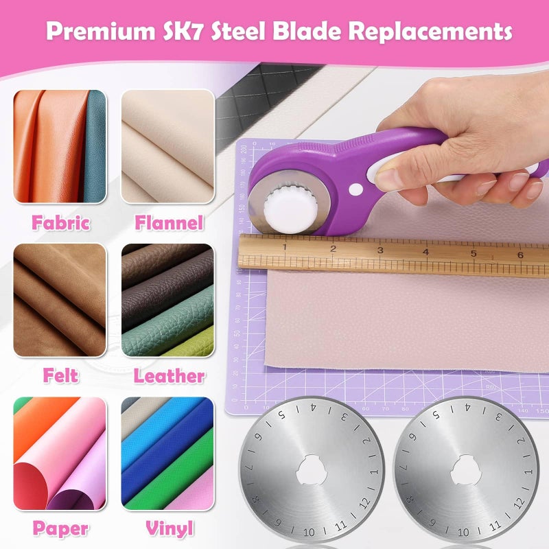 Audab Rotary Fabric Cutter and Mat Set, Audab Self Healing Sewing Mats Shirt Cutter 45mm Rotary Cutting Wheel with Fabric Tool Blades for Cloth Crafts Quilting Scrapbooking Hobby (A4 9" x 12" Purple) - Image 5