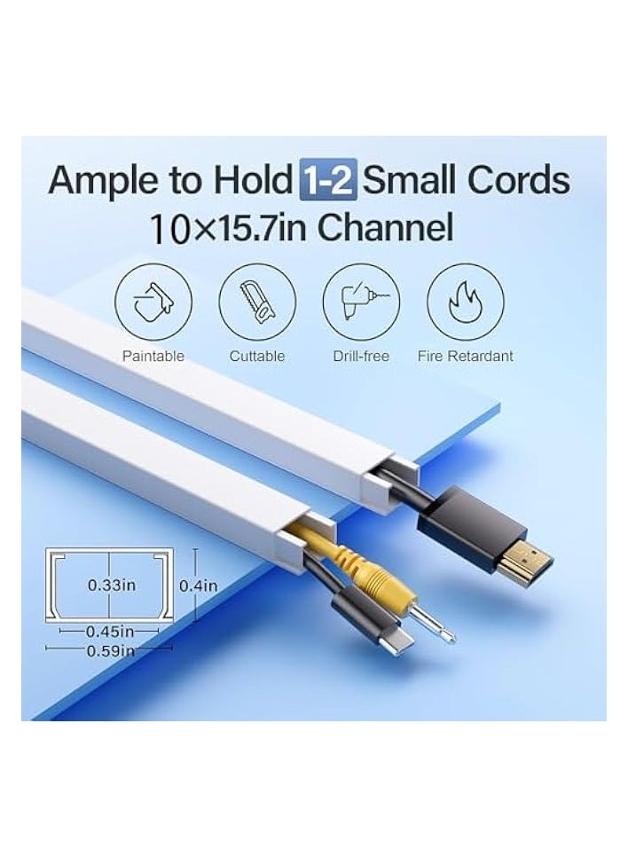 erorex 157in Cord Cover, Cord Hider Wall, One-Cord Cable Raceway, PVC Cable Concealer Hider, Wire Hiders for TV on Wall, Cable Wire Cover for Hiding 1-2 Small Cords, 10x L15.7in W0.59 H0.40in  - Image 2