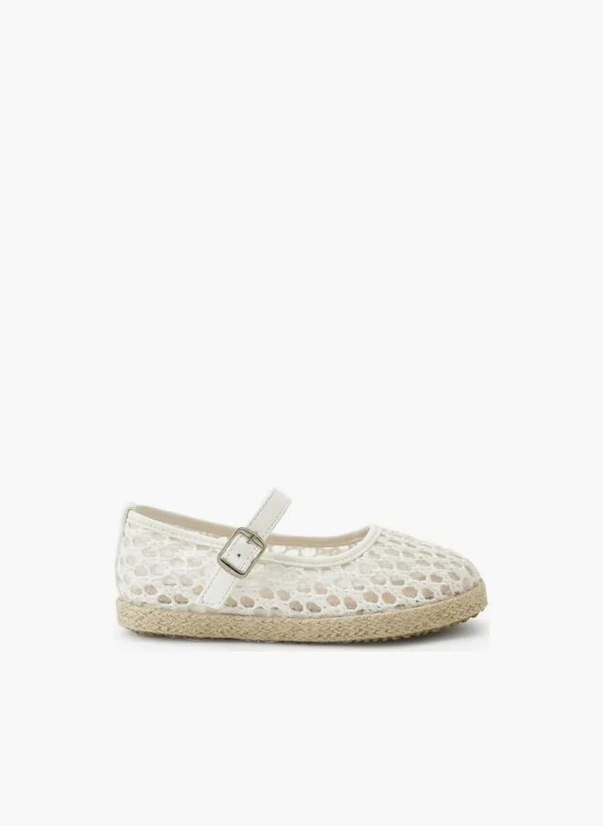 ببرمنة Girls Hook & Loop Espadrille Mary Jane Shoes